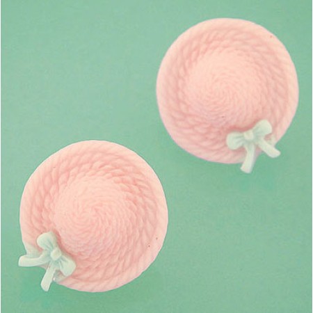 Pale Pink Hat Stud Earrings